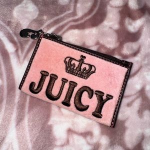 Pink velour Juicy Couture coin purse keychain